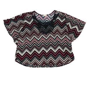 Maroon and Black Chevron Blouse